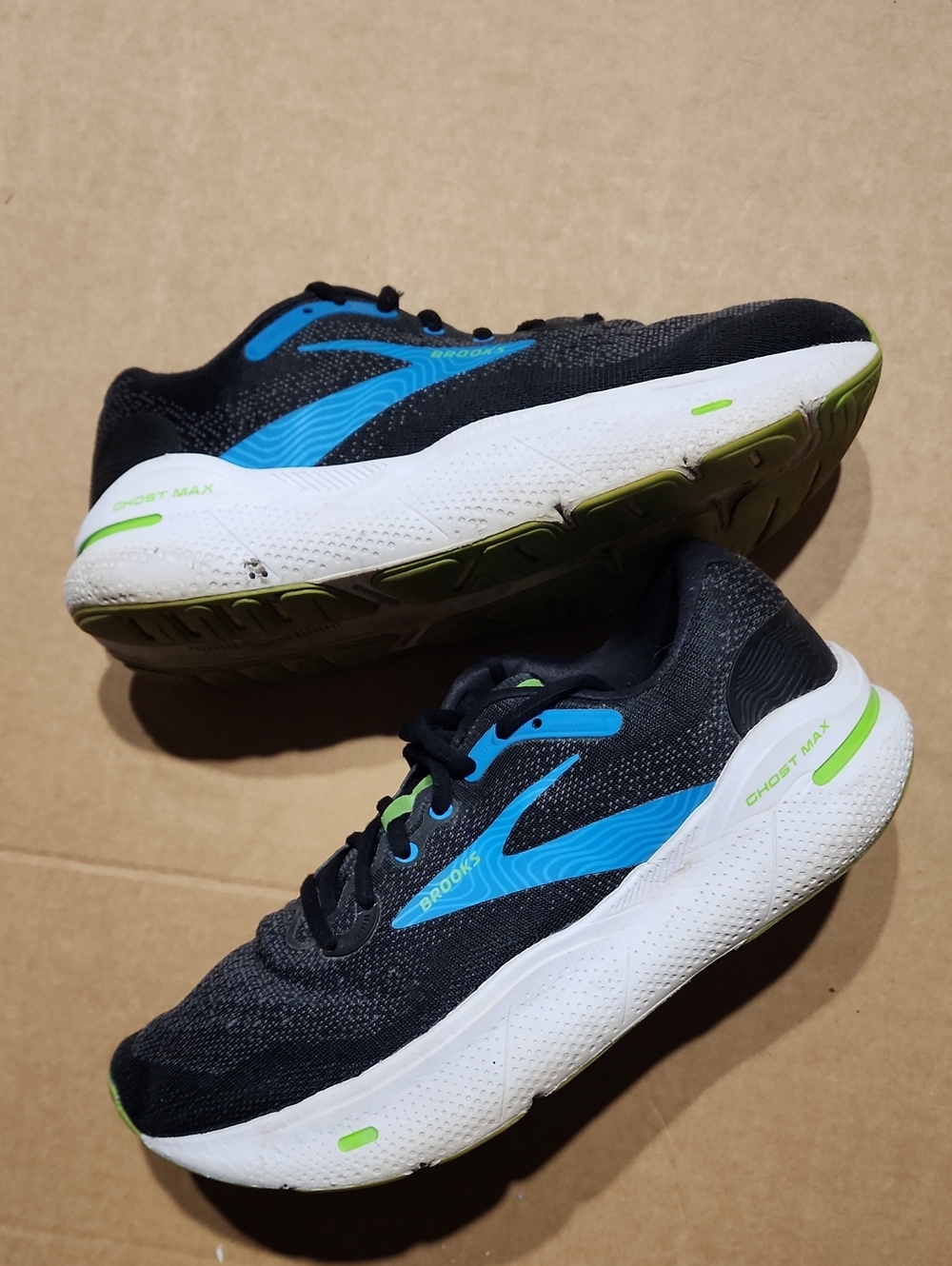 Brooks Ghost Max Running Shoes Black Blue Mens Size 9.5